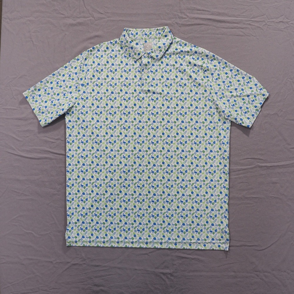 Callaway V Swing Polo Shirt Men Extra Large White Floral OPTI DRI Performance